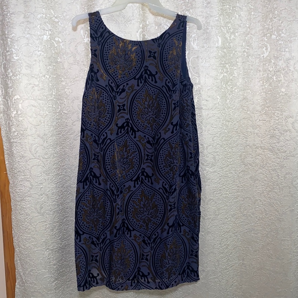 Beautiful navy and gold mini dress from the loft.